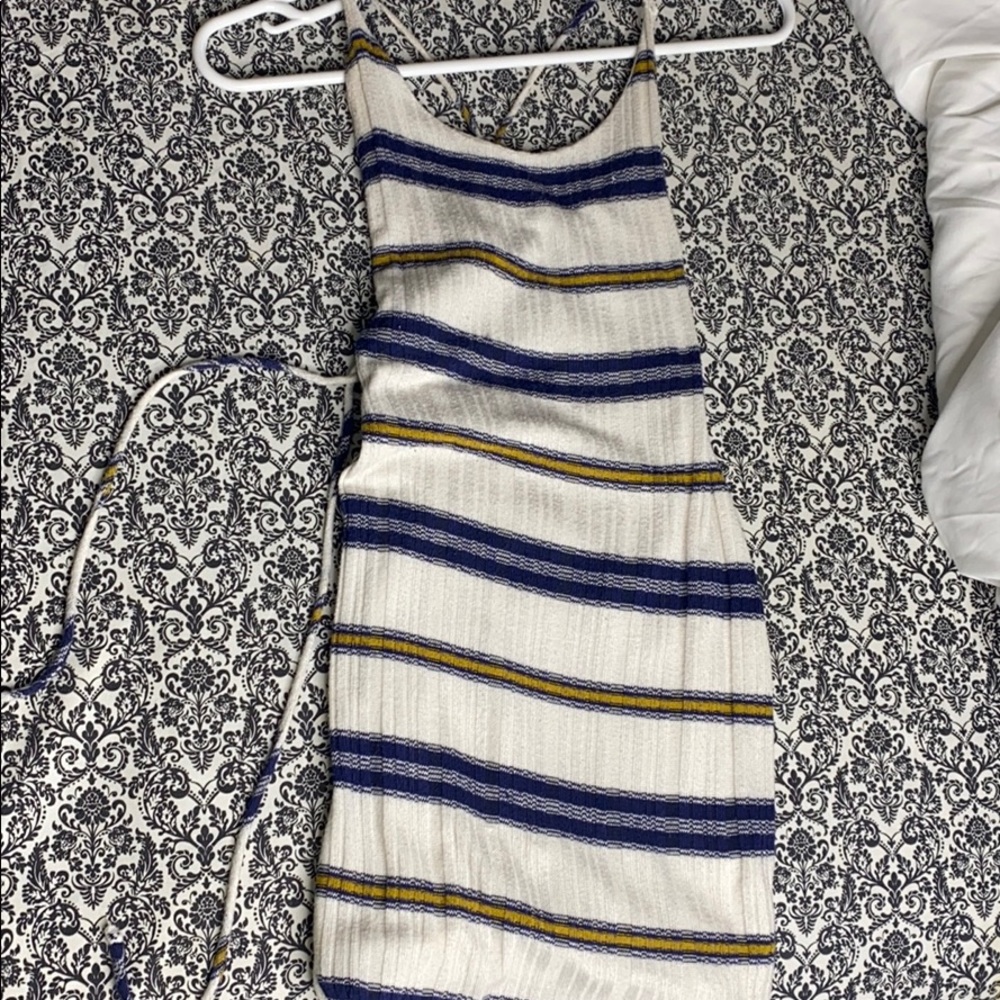 Cute white and yellow tight sexy summer dress.